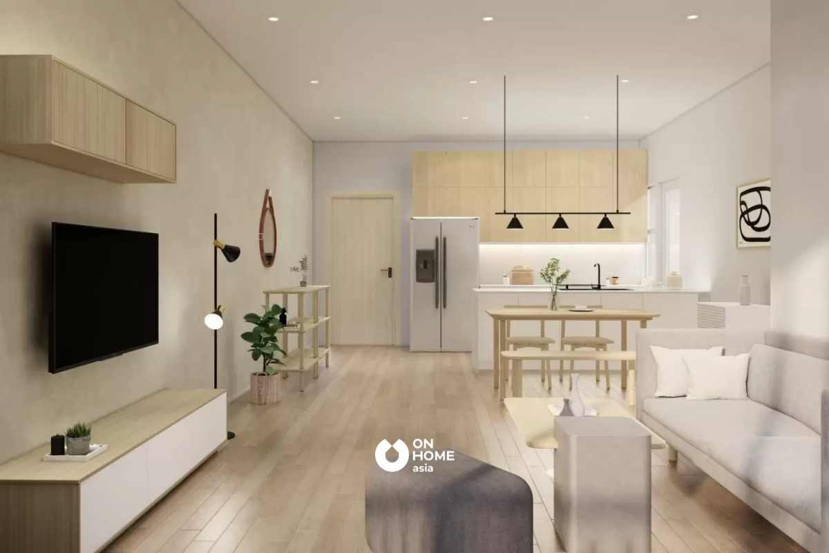 Phòng bếp được thiết kế đơn giản 