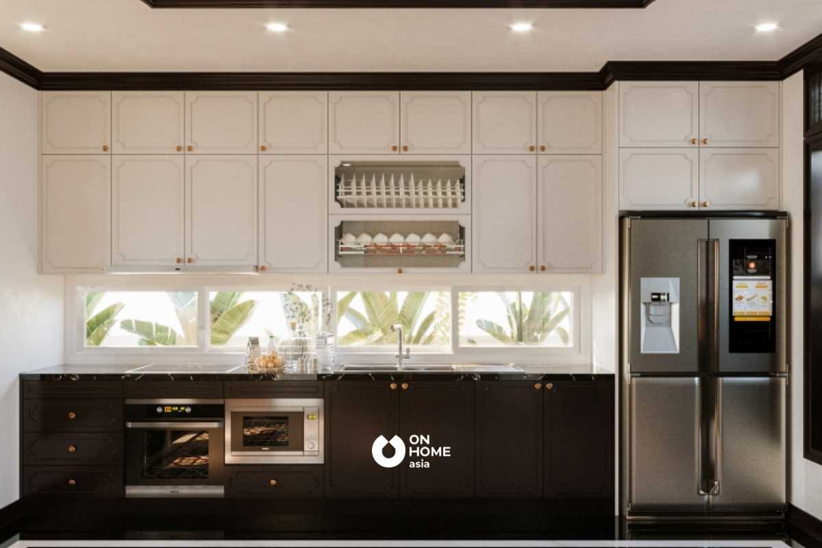 Tủ bếp với những hoa văn nổi bật 