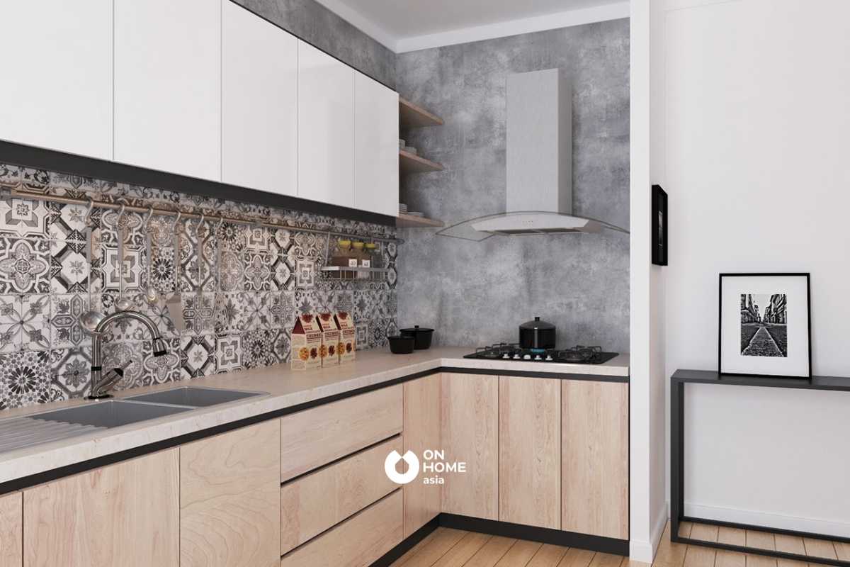 Gạch ốp bếp với hoa văn bắt mắt và nổi bật&nbsp;