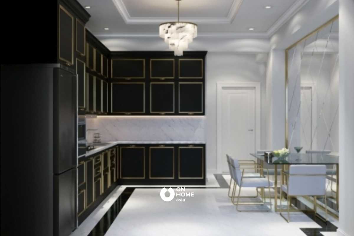 Phòng bếp đẹp với màu đen ấn tượng 