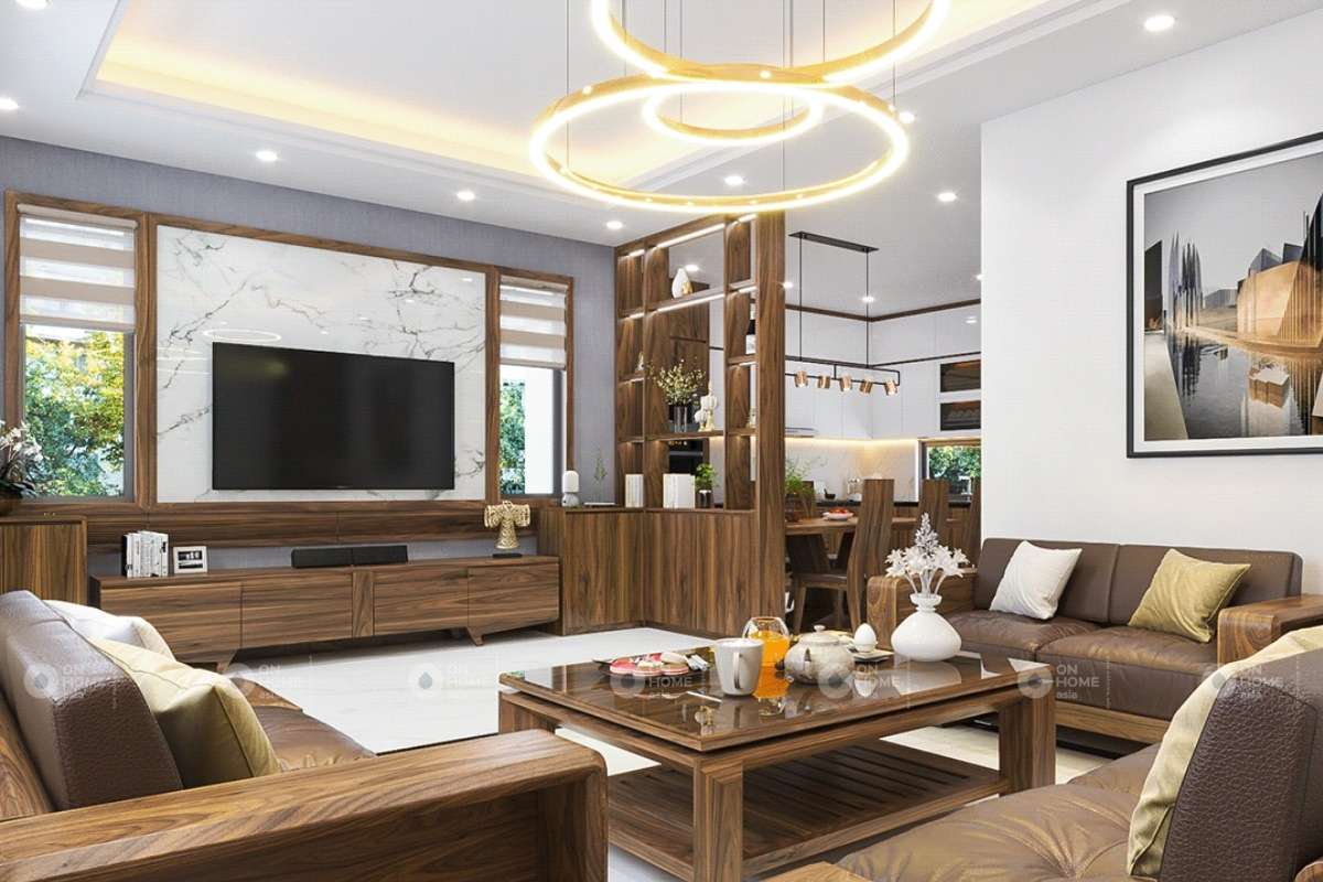 Không gian phòng khách gỗ đẹp