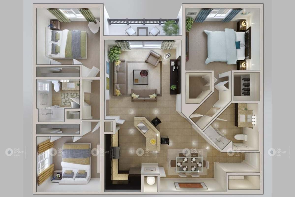 Tối ưu hóa không gian sống với thiết kế nội thất chung cư 90m2 sáng tạo và tiện nghi. Với sự kết hợp khéo léo của màu sắc và đồ nội thất, không gian sống trở nên rộng rãi và đầy đủ tiện nghi.