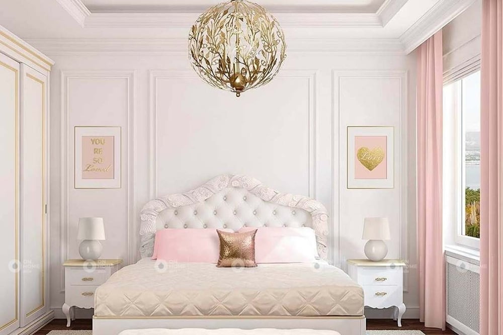 Thiết kế phòng ngủ với màu hồng dịu dàng