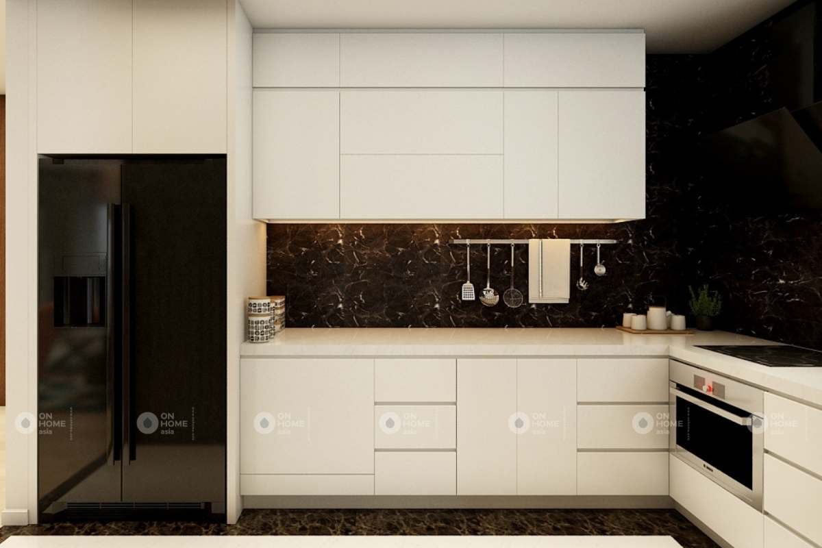 Thiết kế tủ bếp acrylic sáng bóng