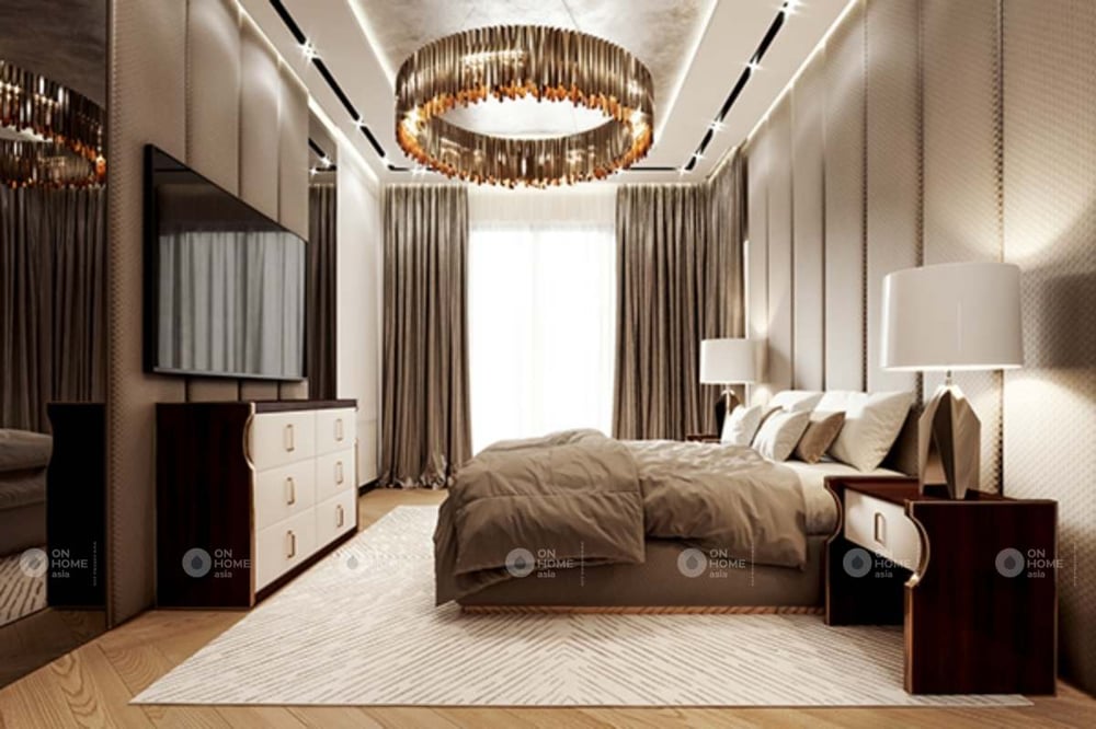Nội thất phòng ngủ master căn hộ chung cư 90m2 sang trọng 