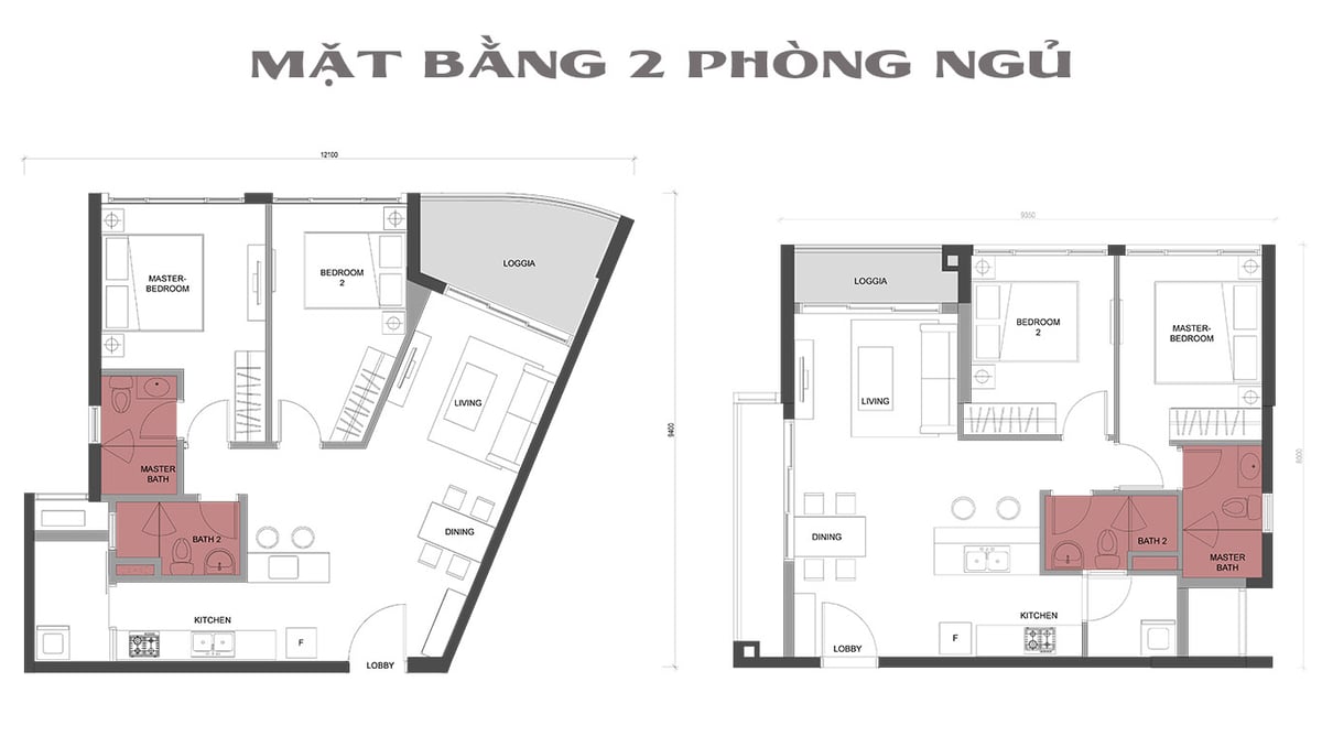 mặt bằng căn hộ Compass One 2BRE