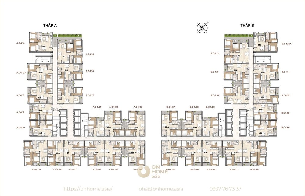 Mặt bằng tầng 4 - 16 của HT Pearl Dĩ An. (Nguồn: sưu tầm)