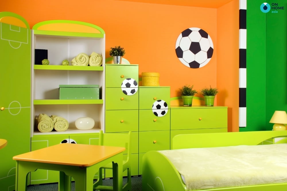 Sắc xanh trong thiết kế nội thất phòng ngủ bé trai