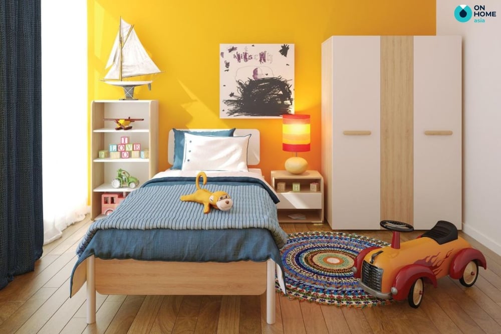 Sắc vàng trong thiết kế nội thất phòng ngủ bé trai