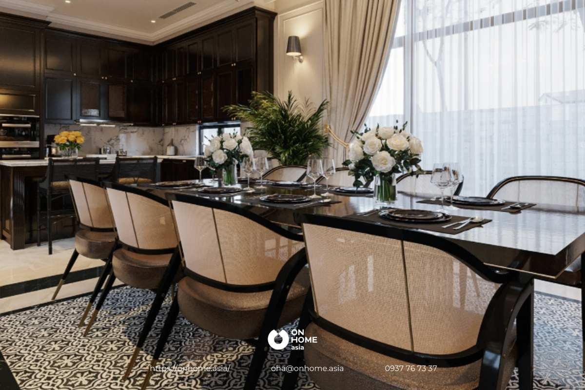 Nội thất phòng bếp được sắp xếp gọn gàng khoa học