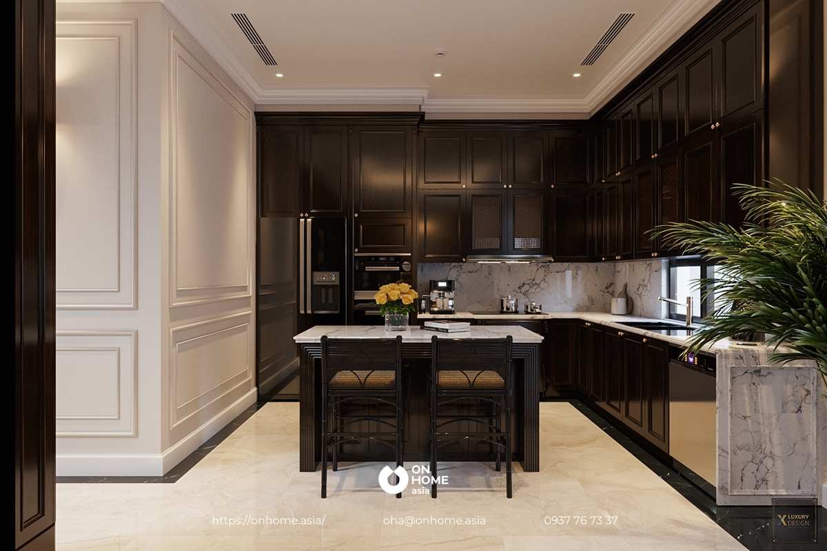 Thiết kế bếp với màu đen