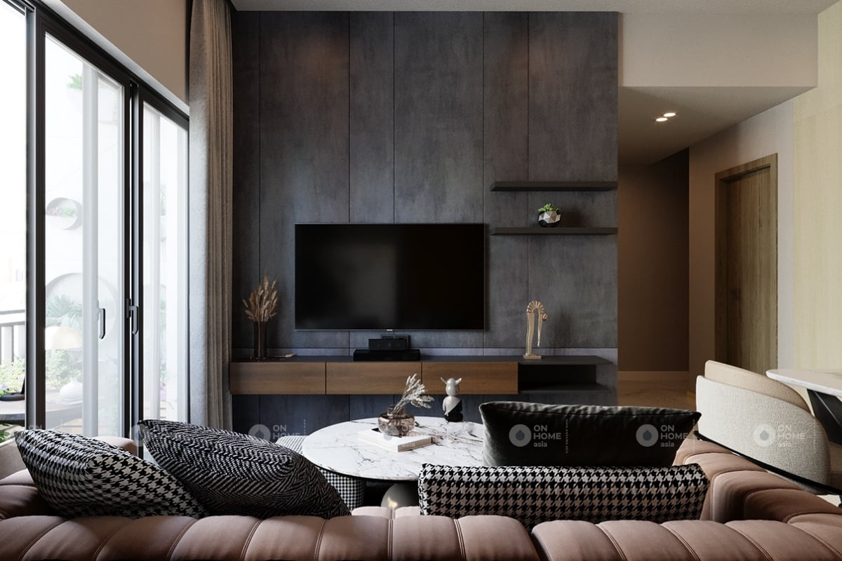 Thiết kế nội thất phòng khách chung cư 60m2