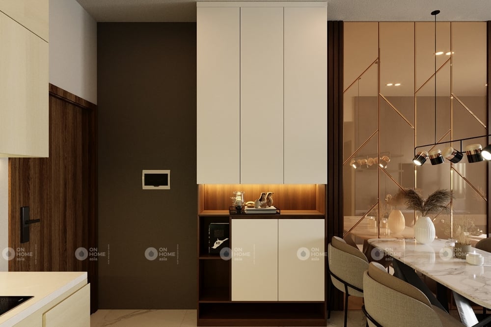 Tủ bếp được thiết kế tận dụng không gian góc triệt để