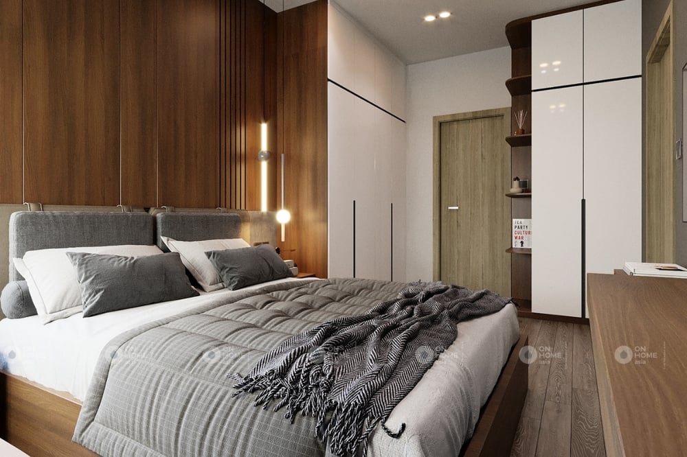 Thiết kế phòng ngủ master hiện đại với tông màu trắng