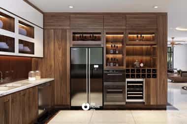 Tủ bếp kết hợp tủ rượu