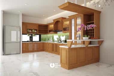 Tủ bếp kết hợp quầy bar sang trọng
