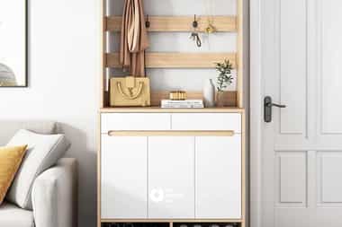 Tủ giày bằng gỗ liền giá treo đồ