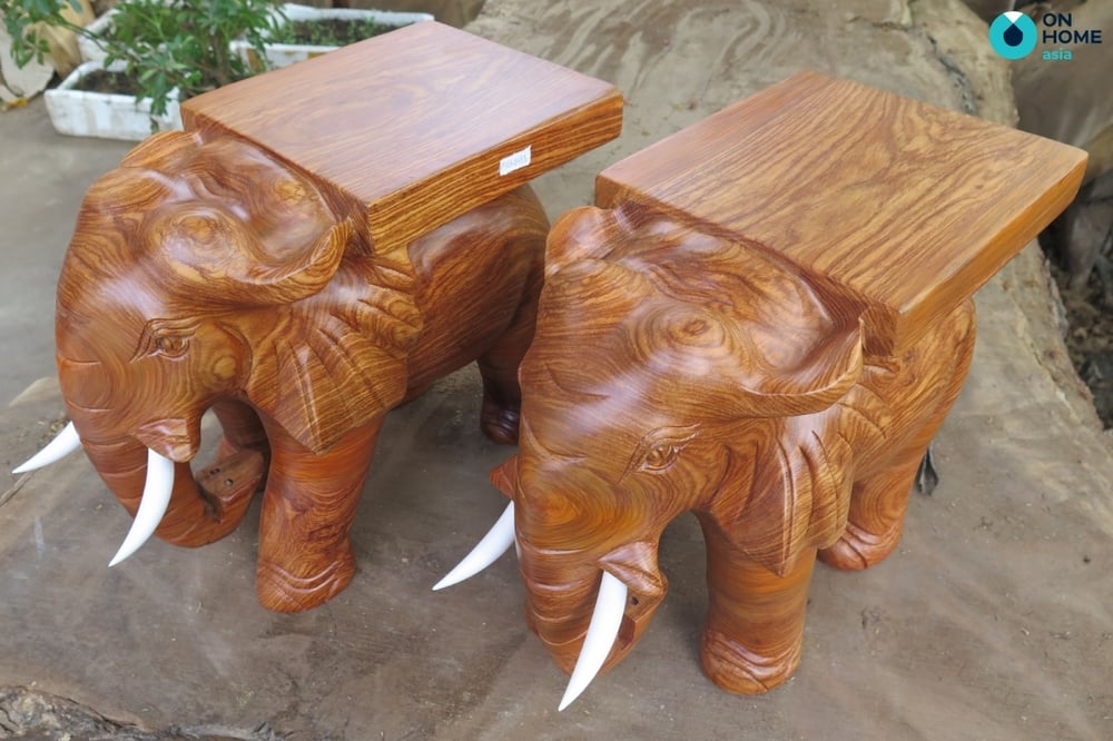 ghê đôn gỗ nguyên khối hình con voi