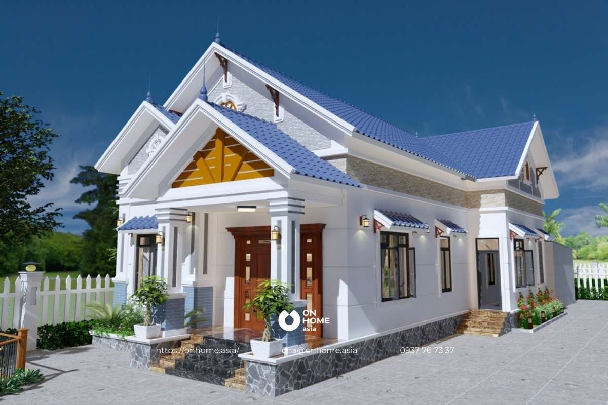 Thiết kế nhà cấp 4 100m2 3 phòng ngủ nông thôn mái Thái&nbsp;