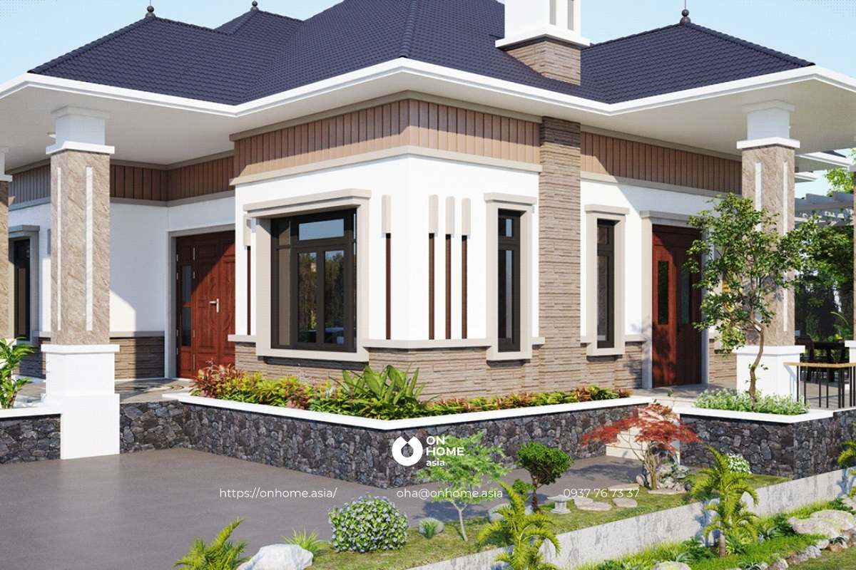 Nhà cấp 4 4 phòng ngủ mái Nhật&nbsp;