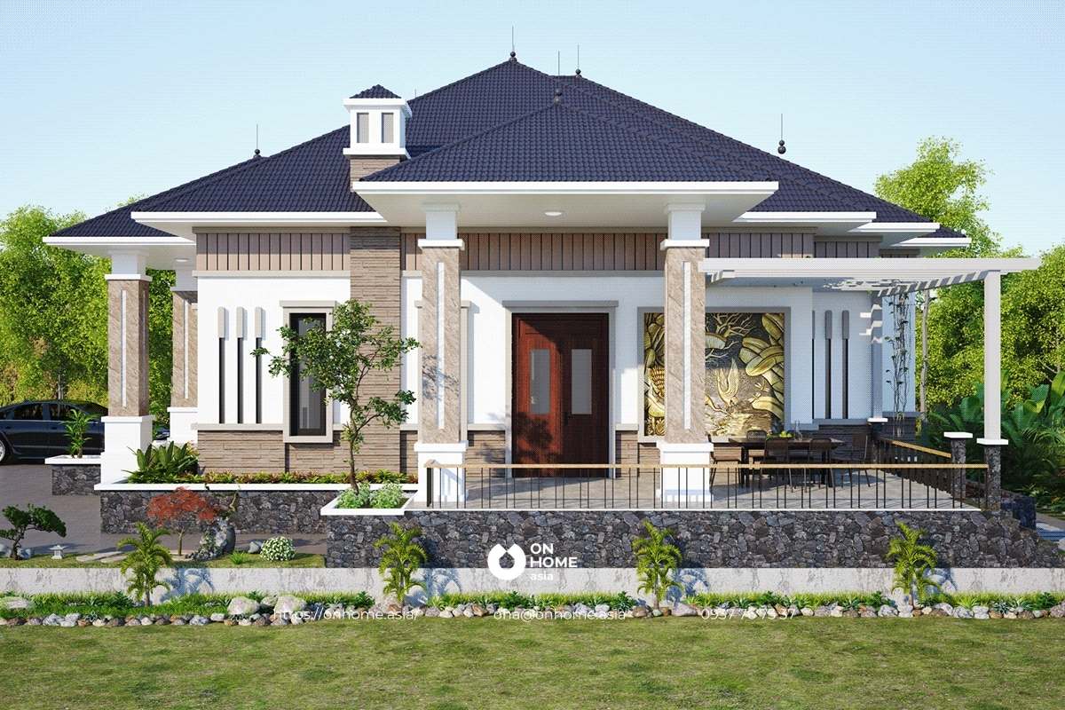 Nhà cấp 4 4 phòng ngủ mái Nhật hiện đại