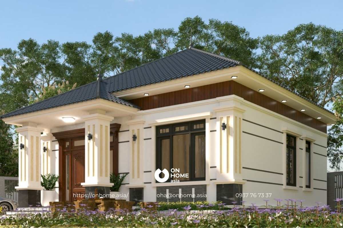 Nhà mái Nhật cấp 4 2 phòng ngủ hiện đại