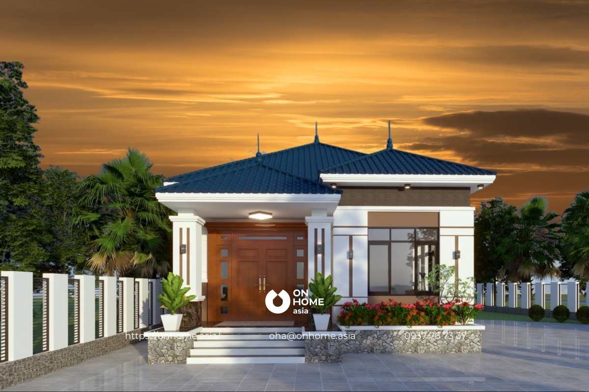 Nhà mái Nhật 1 tầng 4 phòng ngủ