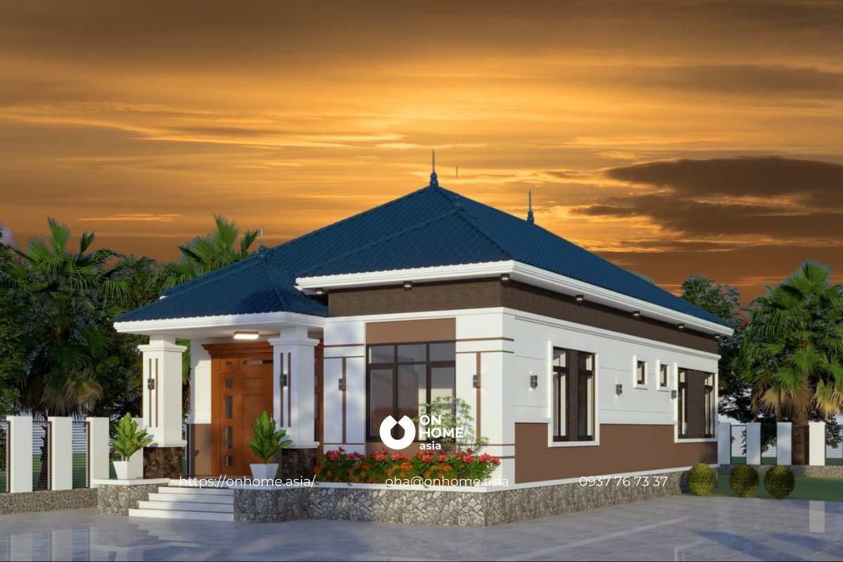 Nhà cấp 4 mái Nhật 4 phòng ngủ hiện đại