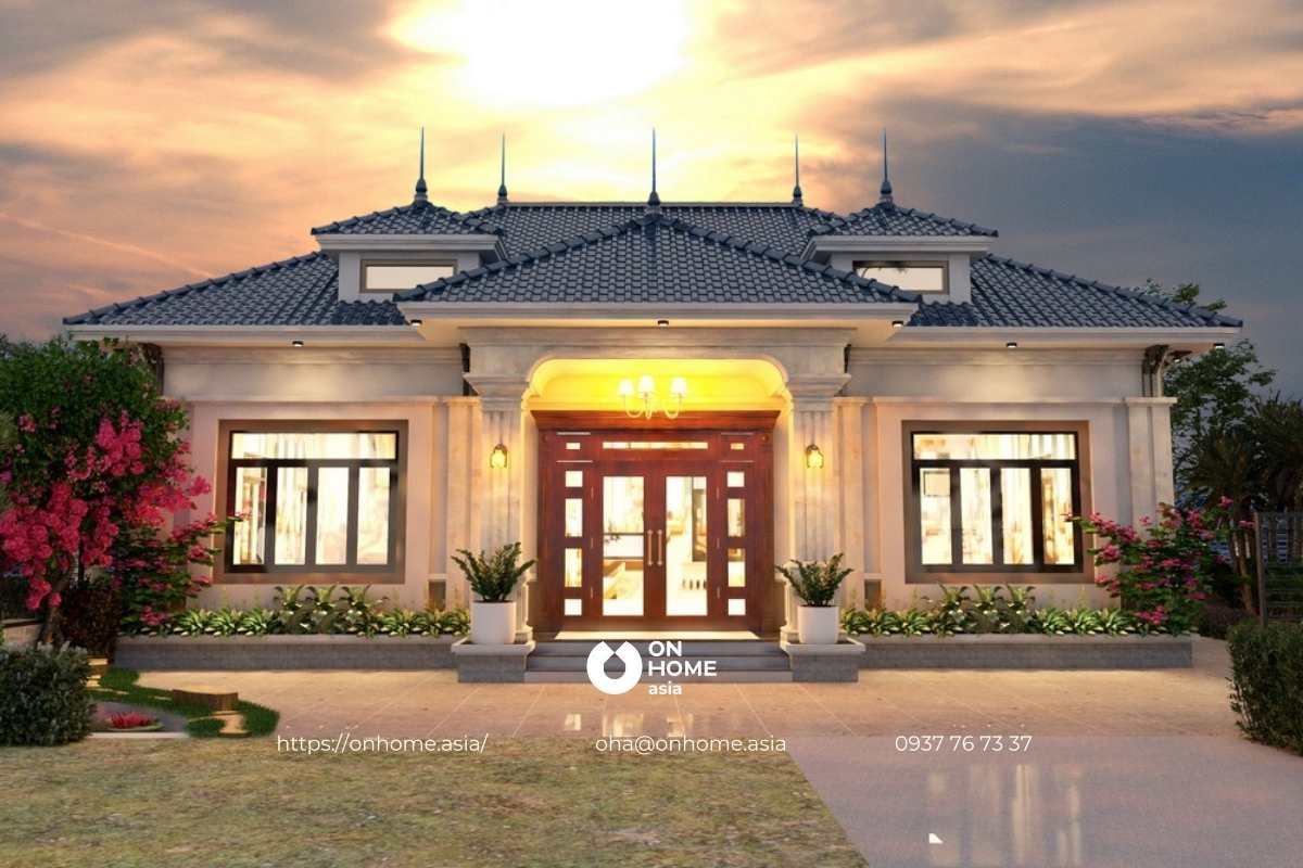 Nhà mái Nhật 1 tầng đẹp