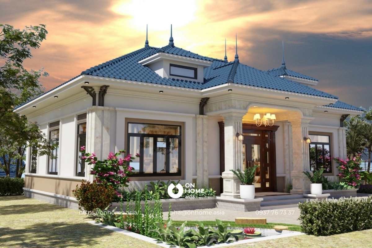 Nhà mái Nhật 1 tầng sang trọng