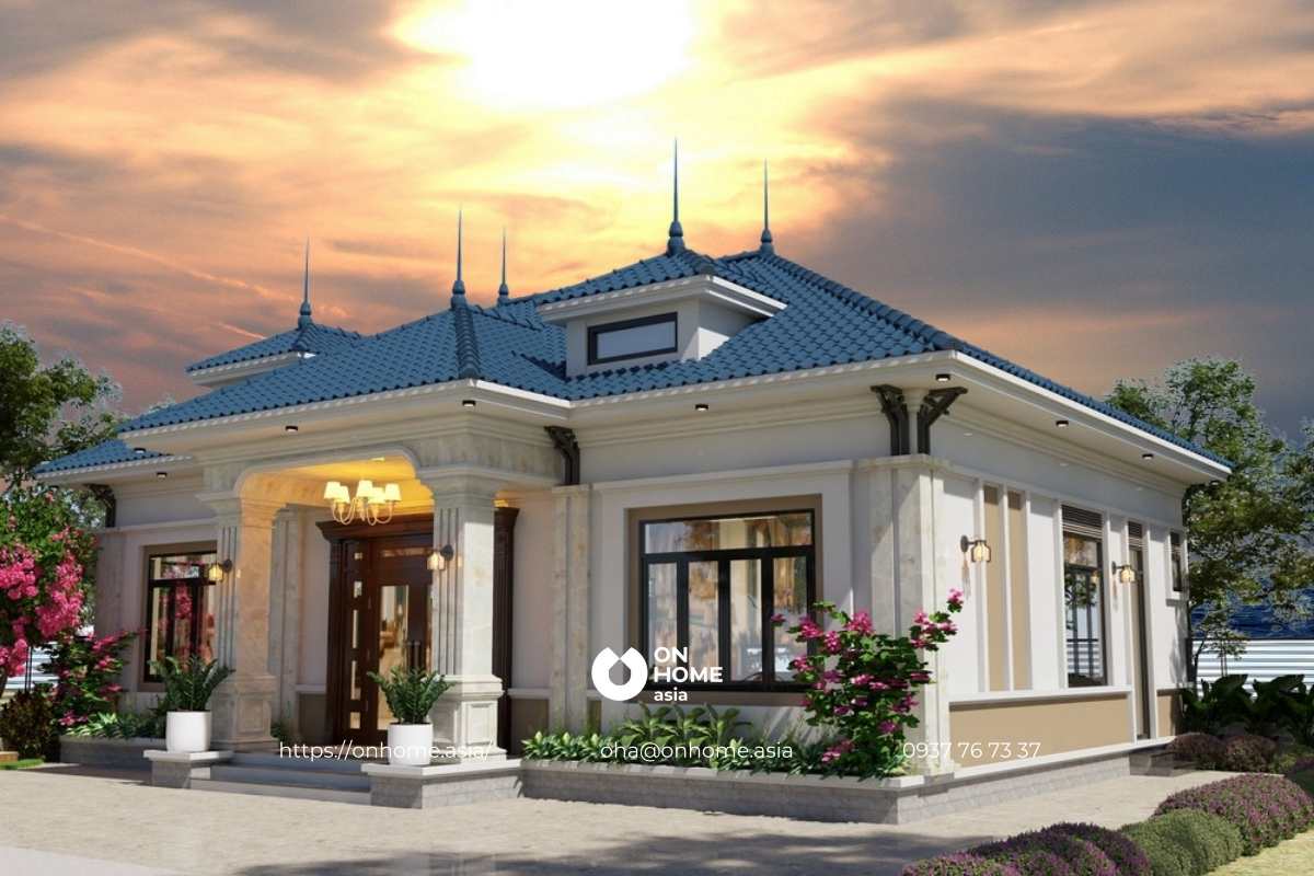 Nhà mái Nhật 1 tầng sang trọng, đẹp