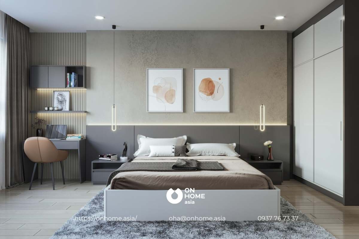 Nội thất phòng ngủ master hiện đại, sang trọng