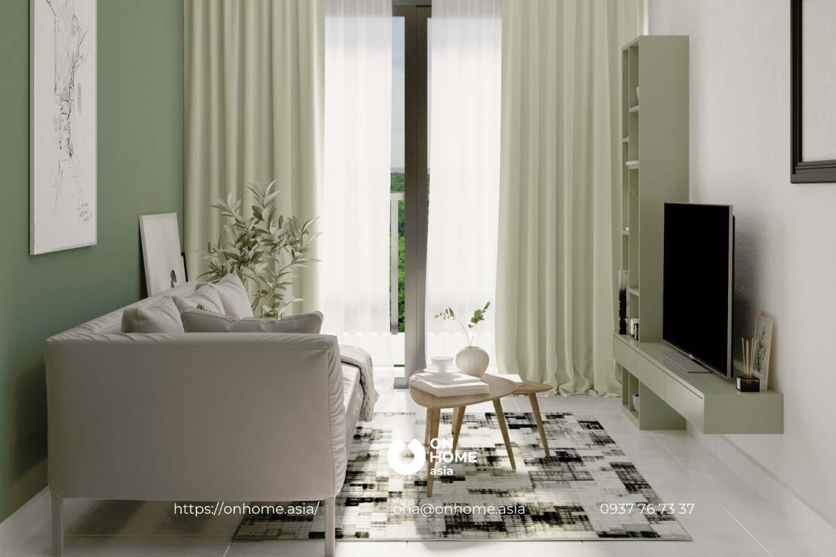 Phòng khách căn hộ C Sky View phong cách Tropical