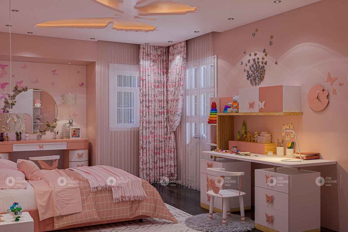 Tư vấn chọn mẫu giường ngủ màu hồng cho bé gái