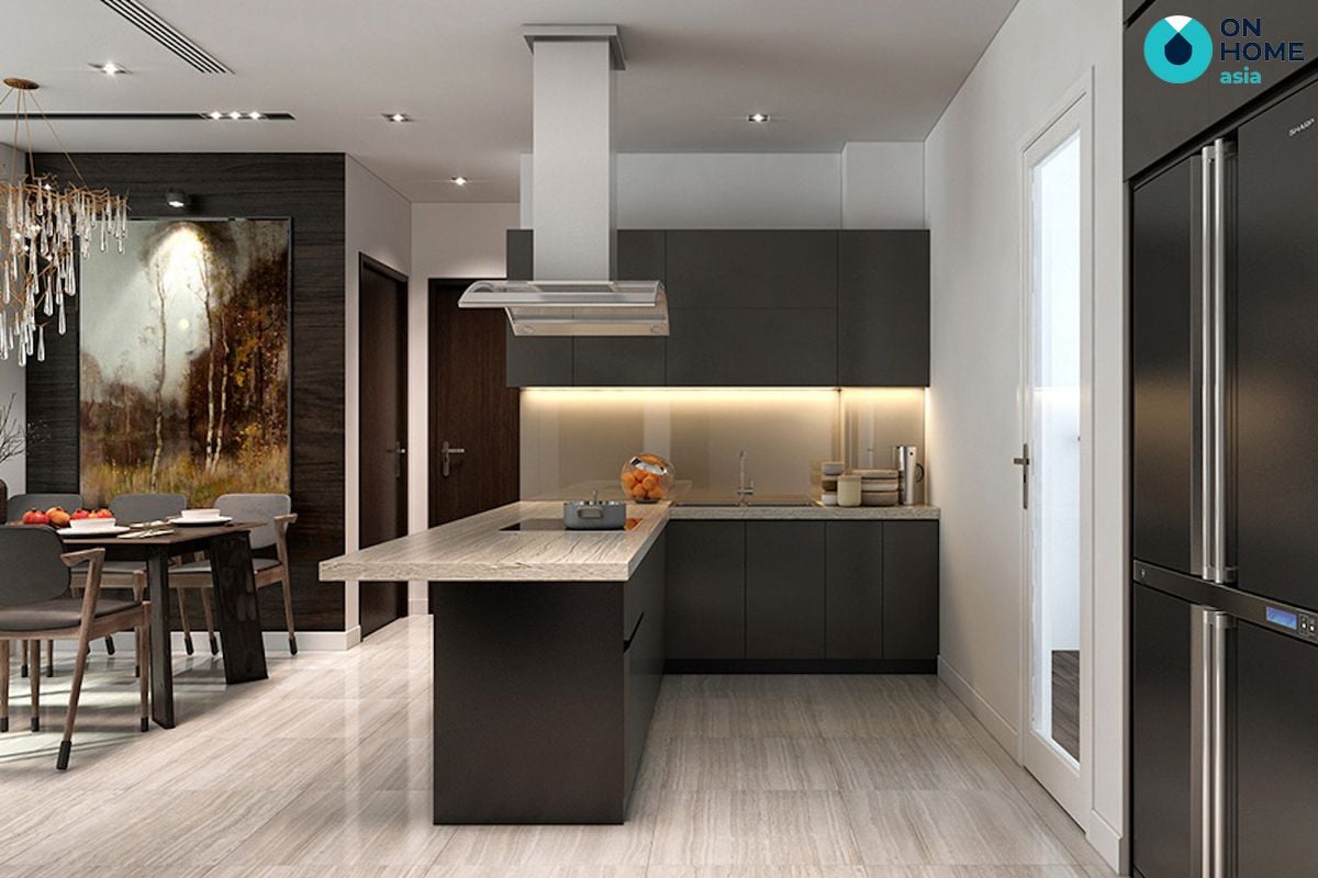 nội thất bếp của căn hộ 1 phòng ngủ
