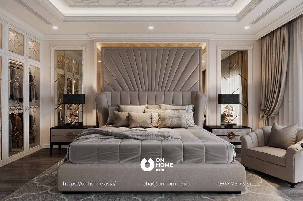 Mẫu thiết kế Phòng ngủ biệt thự phong cách Luxury sang trọng cho quý cô