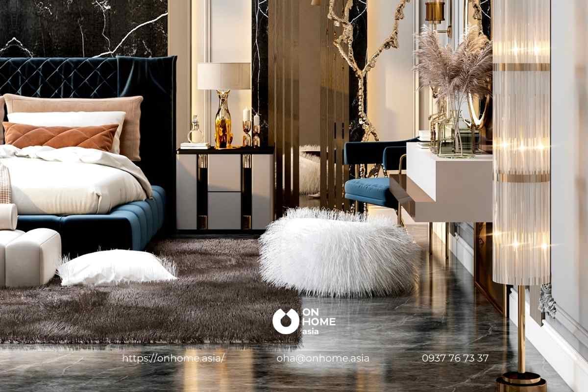 Mẫu thiết kế Phòng ngủ biệt thự phong cách Luxury cao cấp với đá cẩm thạch
