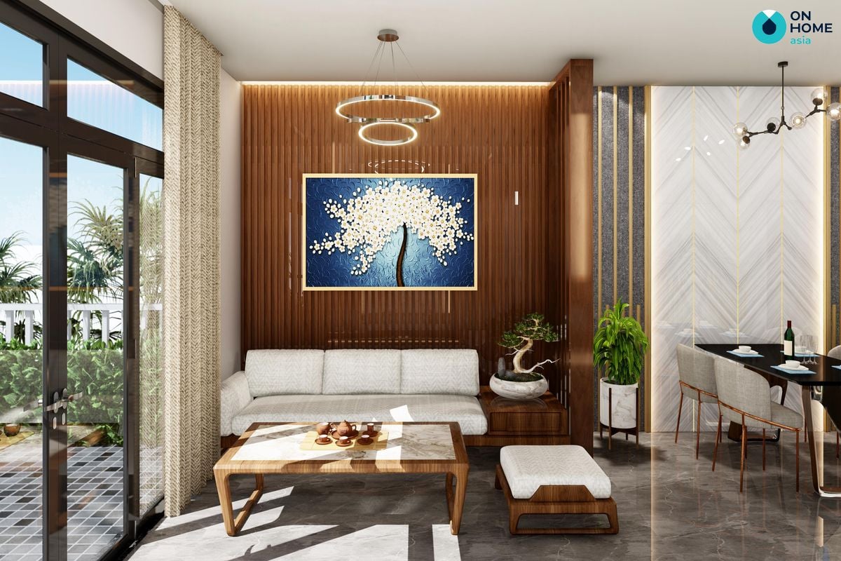 Phòng khách nhà phố Ecolakes Mỹ Phước