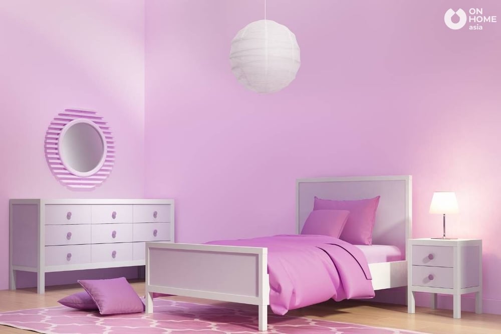 Phòng ngủ bé gái màu tím
