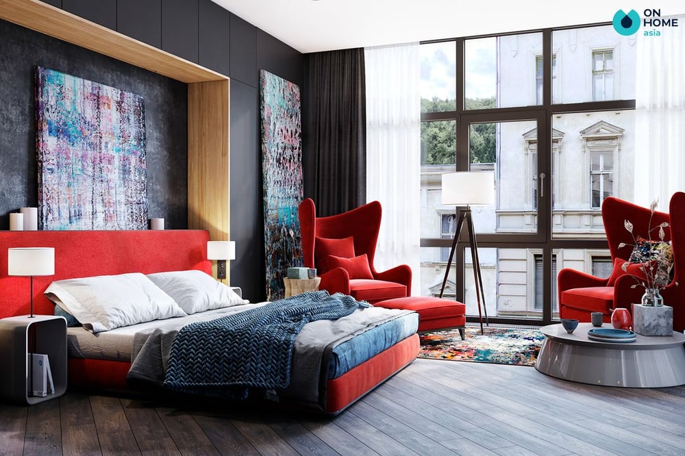 Không nên thiết kế nội thất phòng ngủ với gam màu đỏ