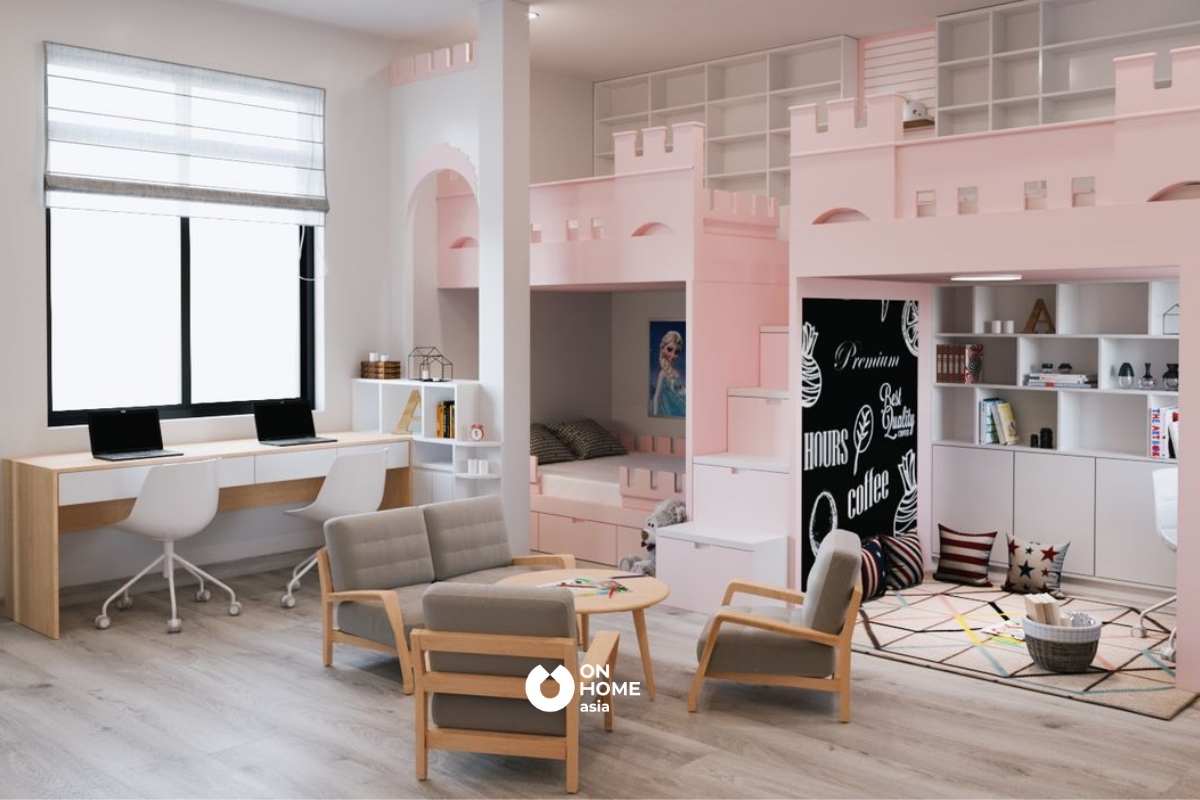 phòng ngủ bé gái nội thất nhà 1 trệt 1 lầu