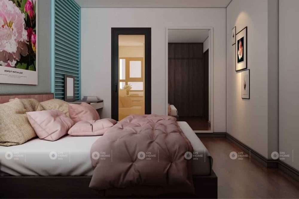 Phòng ngủ màu hồng đơn giản đẹp