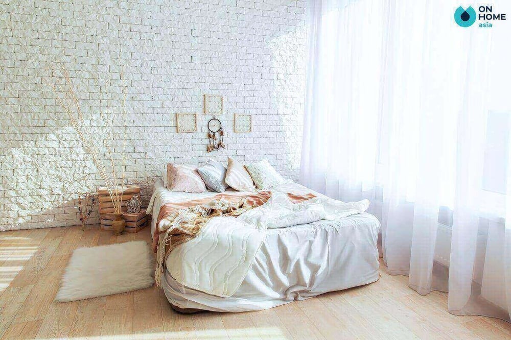 phòng ngủ tối giản màu trắng chủ đạo