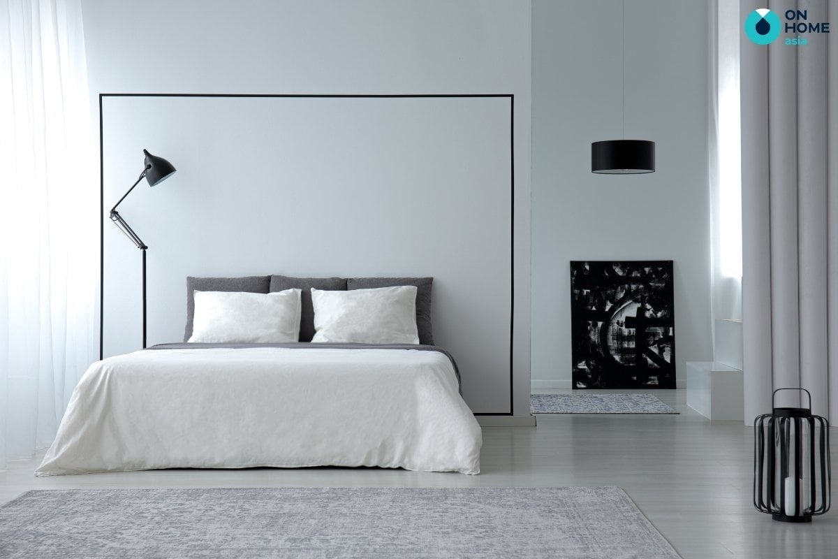 phòng ngủ 20m2 với 2 gam màu đối lập