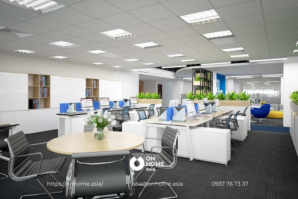 Thiết kế và thi công nội thất văn phòng phong cách “xanh”.