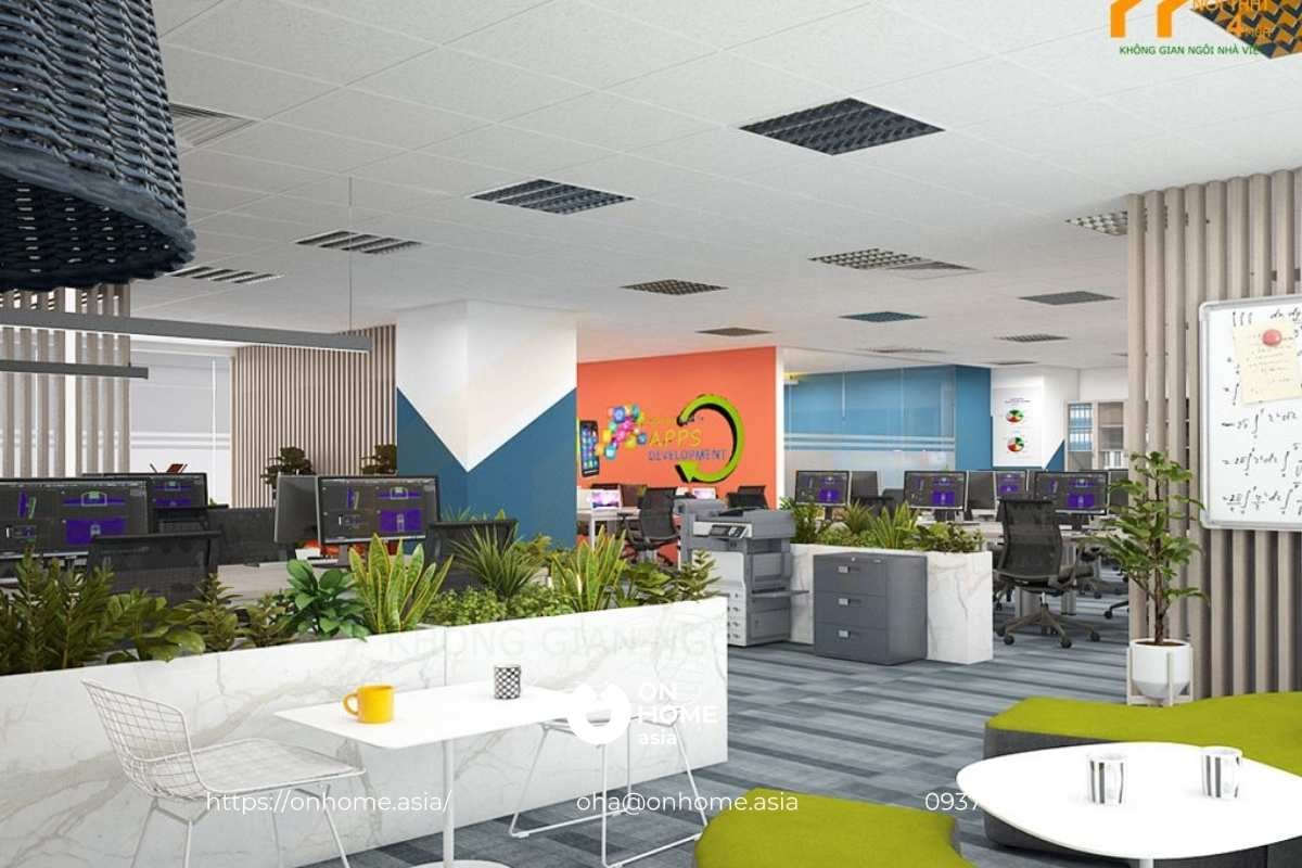 Thiết kế và thi công nội thất văn phòng phong cách “xanh”.