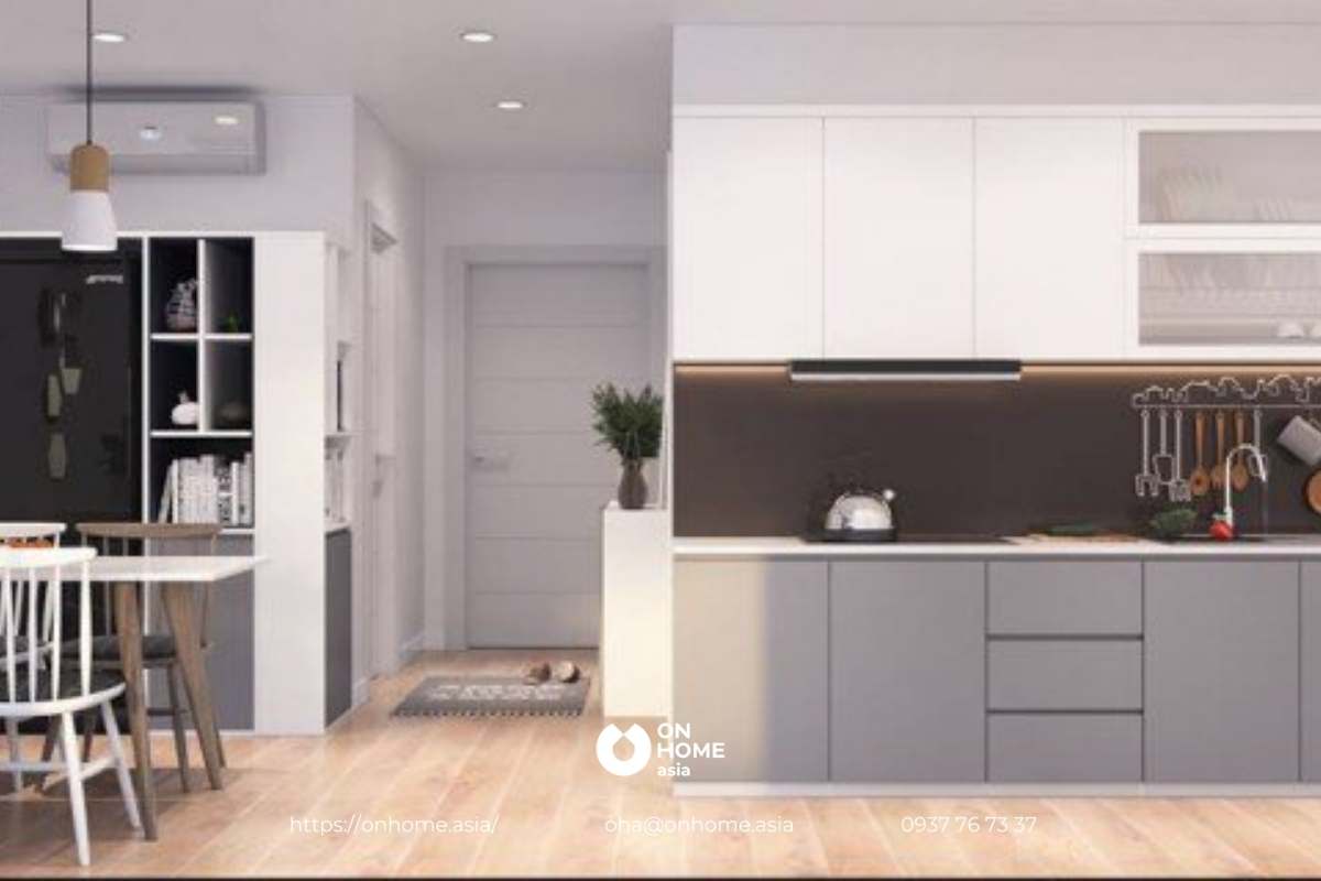 Đảm bảo màu sắc hài hoà phù hợp với nhà bếp nhỏ