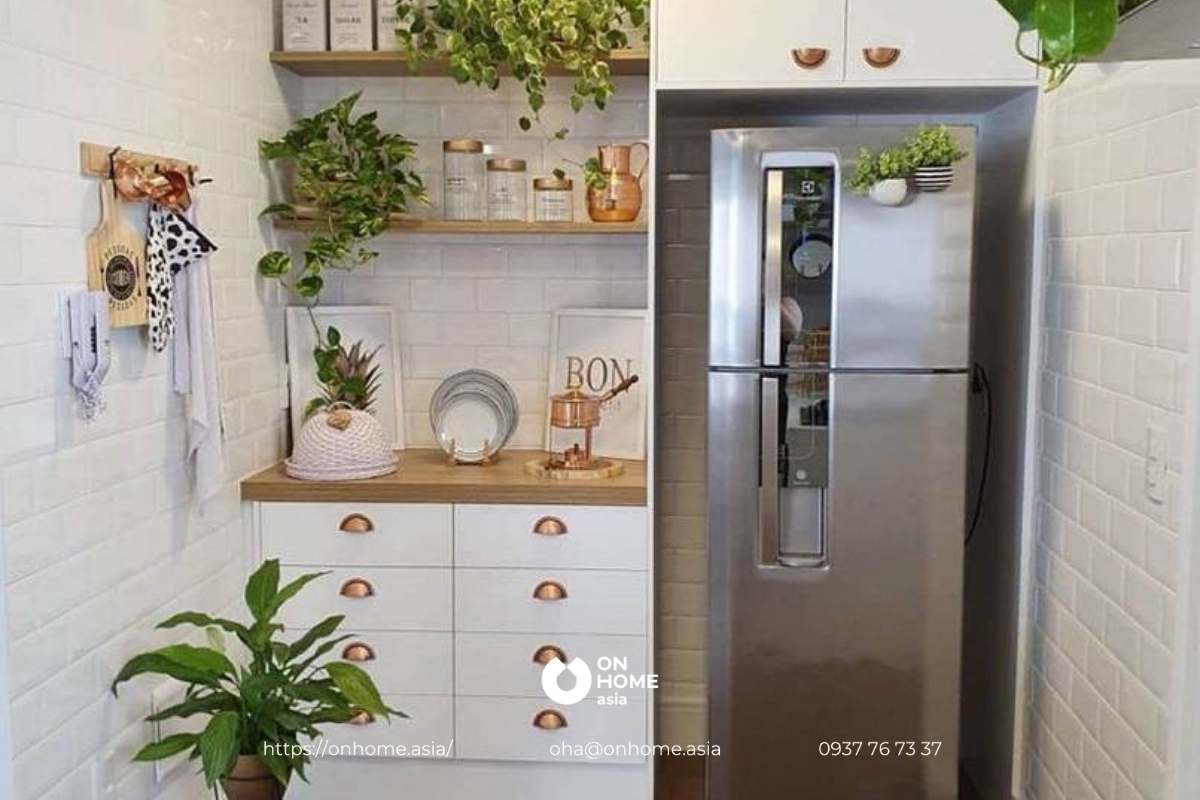 Nhà bếp nhỏ hài hoà khi sử dụng tủ bếp hình chữ I