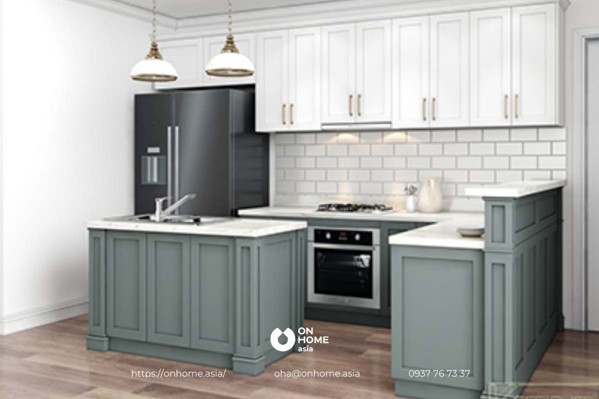 Mẫu thiết kế bếp nhỏ đẹp bằng gam màu sáng