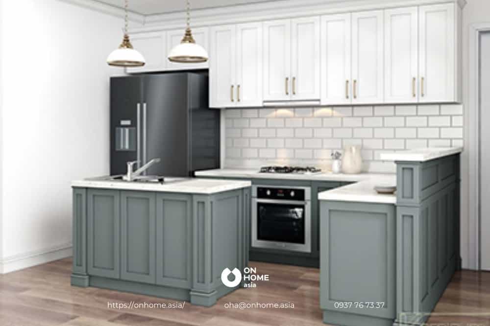 Mẫu thiết kế bếp nhỏ đẹp bằng gam màu sáng